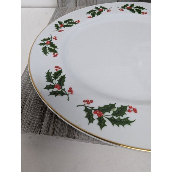 Mervyn’s set of 2 Dinner plates Christmas Holly Fine Porcelain Japan - Picture 3 of 7